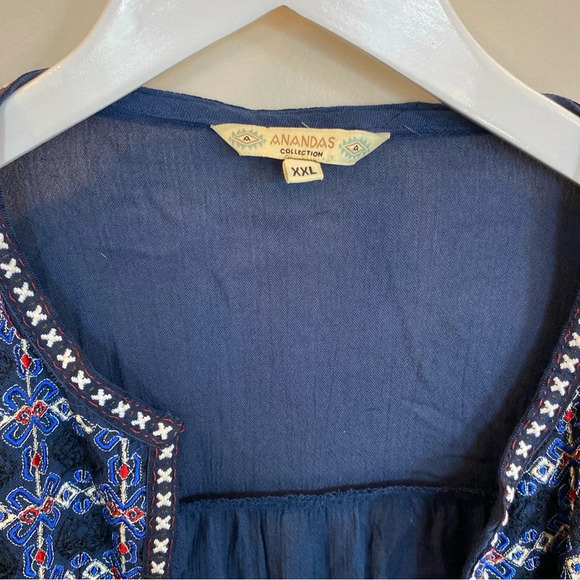 Anandas Collection Kimono Boho Top Embroidered Blue XXL - Picture 3 of 6